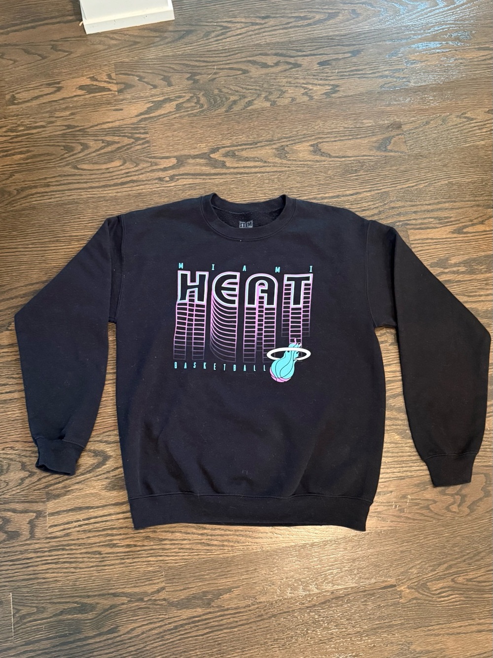 Miami Heat Black Retro Logo Crewneck Sweatshirt
